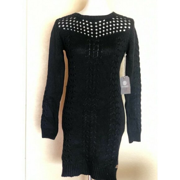 Element Women's Black Cable knit My Love Sweater Dress Size M L - Picture 1 of 12